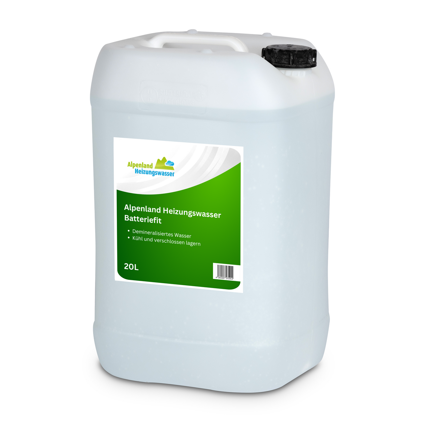 Alpenland BatterieFit Destilliertes Wasser, 20L Kanister, Höchste Reinheit für Auto-, Motorrad- & Säurebatterien, Schutz vor Ablagerungen